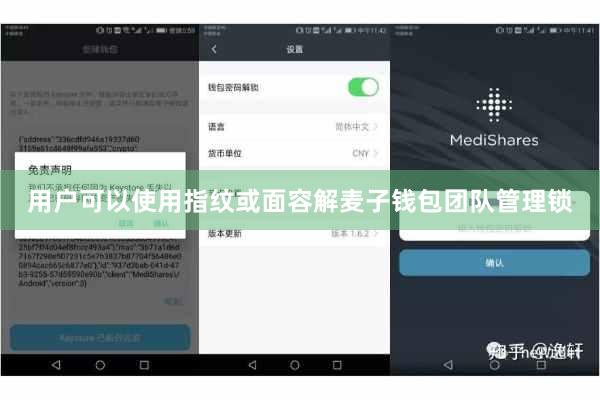 用户可以使用指纹或面容解麦子钱包团队管理锁